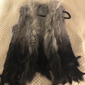 Genuine Dyed Rabbit Fur & Coyote Fur Vest